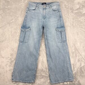 Gap Cargo Jeans Womens 14/32R (Fits 34x30) High Rise Light Wash Wide Leg Baggy